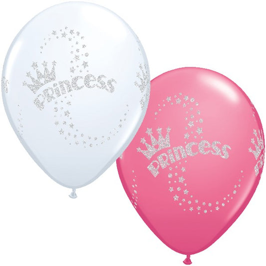 Glitter Princess Latex Balloons 25 Pack