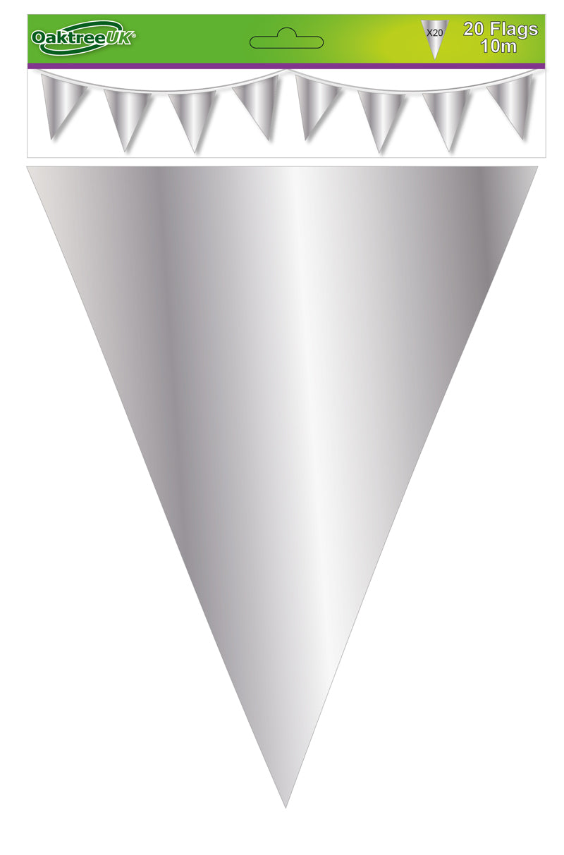Giant Metallic Silver Colour Bunting