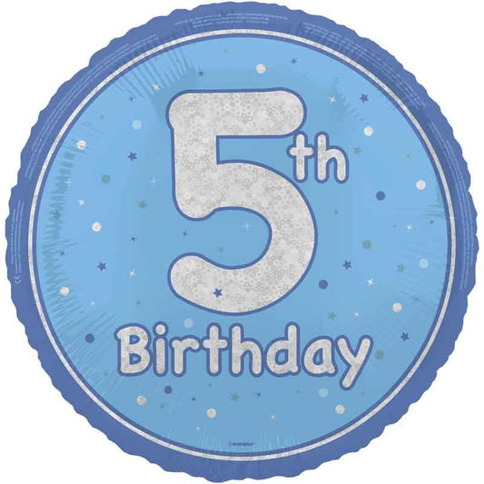 Glitz Happy 5th Blue Foil Balloon