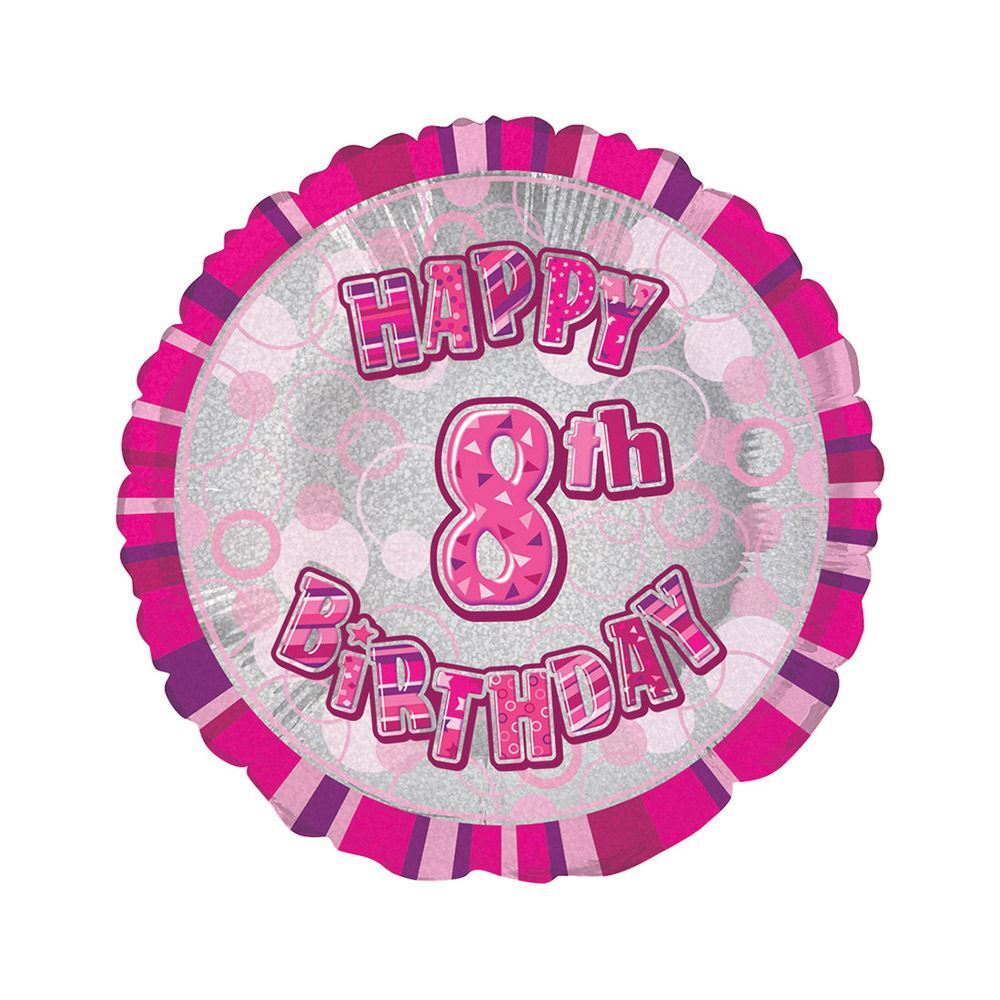 Glitz Pink 8th Birthday Foil Balloon