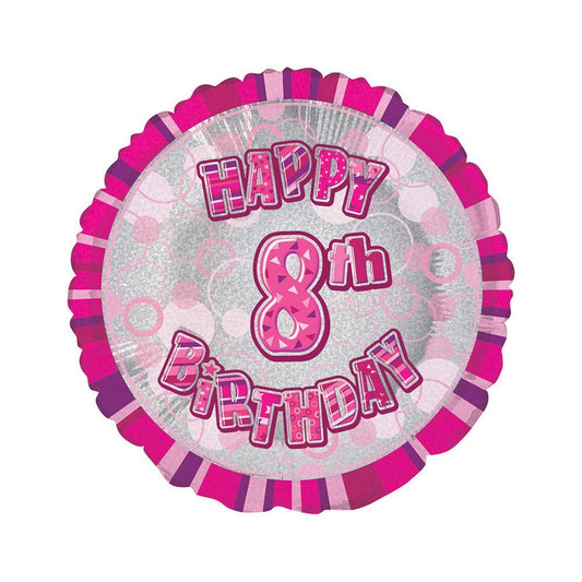 Glitz Pink 8th Birthday Foil Balloon