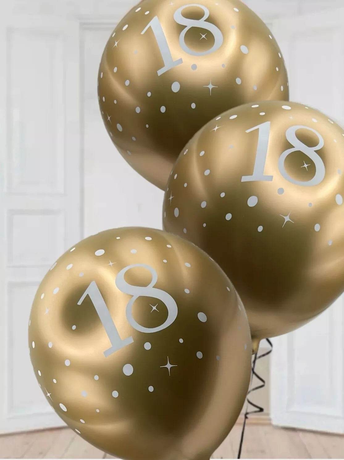 Latex Balloons Dots Metallic Gold Age 18th - Eternity Party Express