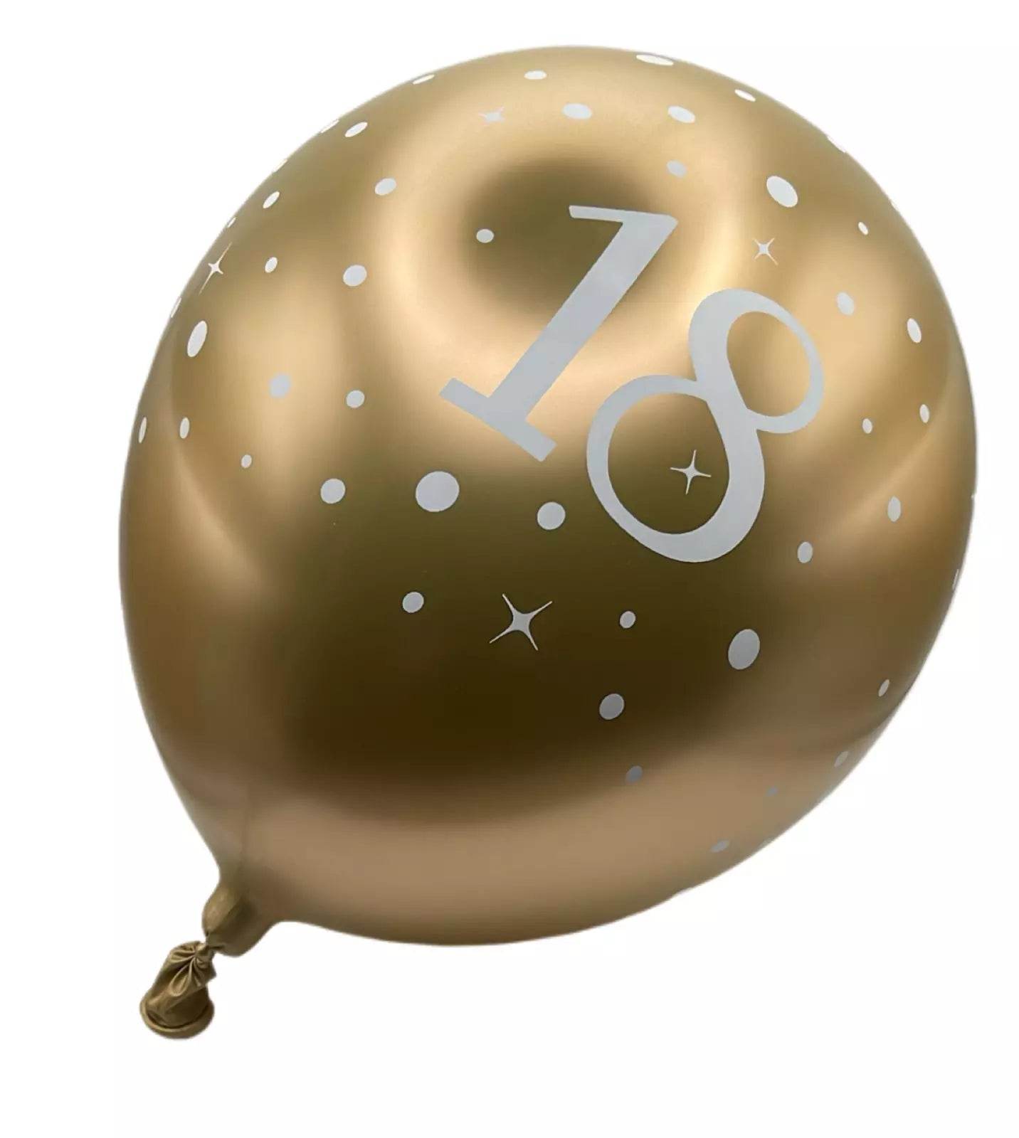 Latex Balloons Dots Metallic Gold Age 18th - Eternity Party Express