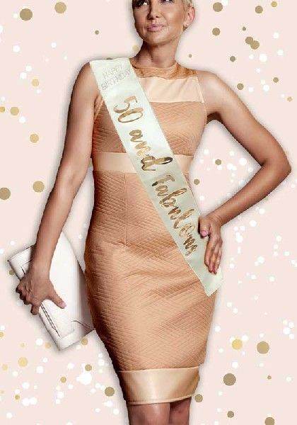 Gold Rose Gold 50 & Fabulous Sash - Eternity Party Express