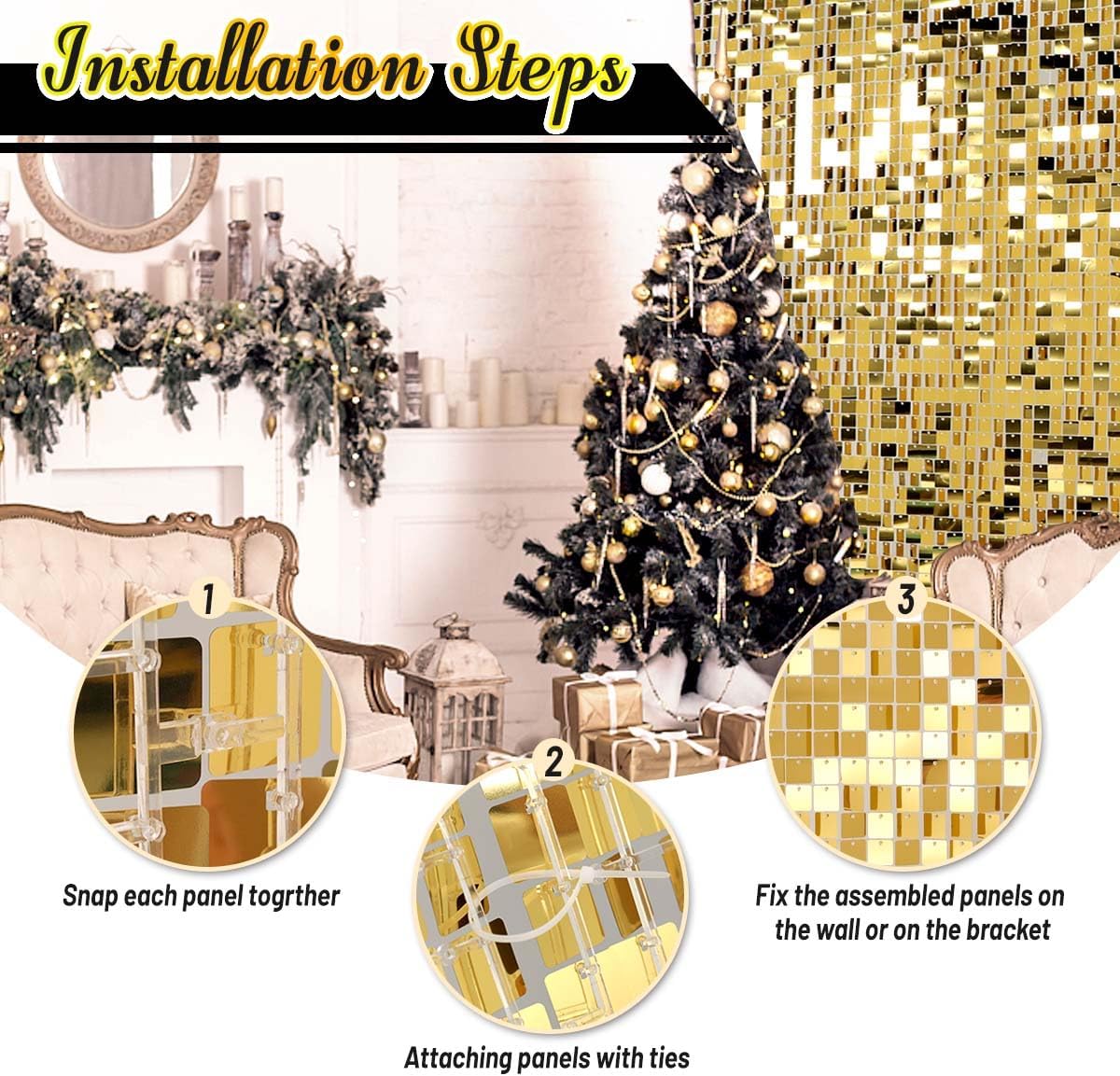 Gold Sequin Wall Panel HIRE ONLY NOT FOR SALE