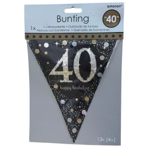 Gold Sparkling Celebration 40th Plastic Pennant Bunting