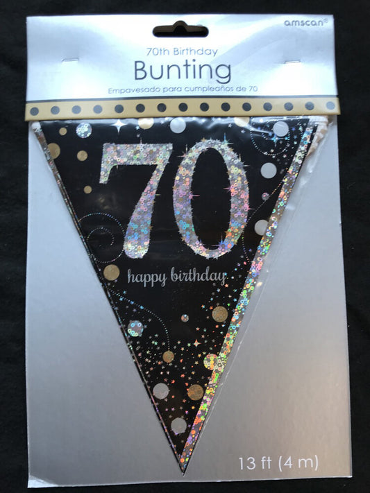 Gold Sparkling Celebration 70th Plastic Pennant Bunting
