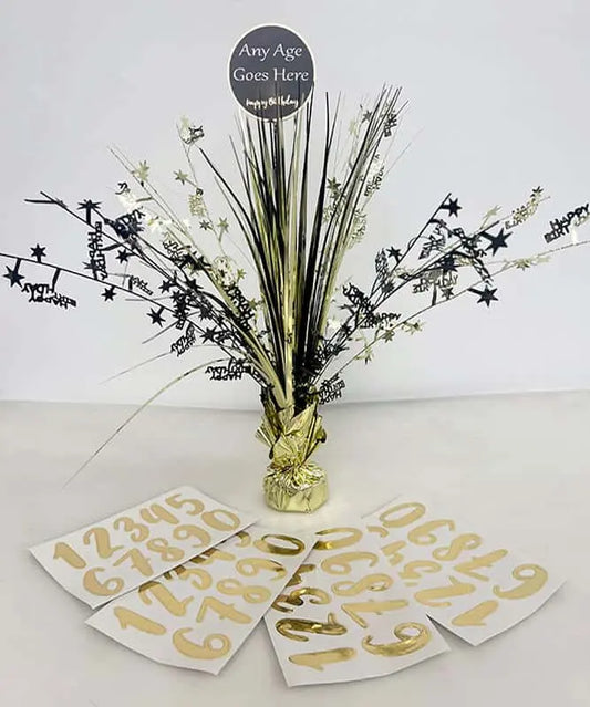 Gold & Black Personalised Centre Piece Any Age