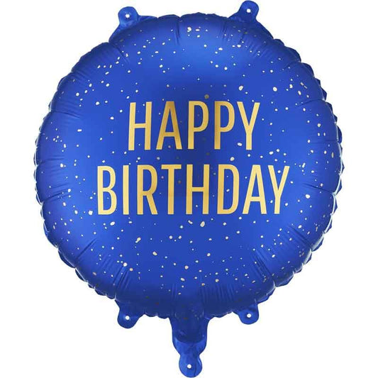 Blue And Gold Happy Birthday Foil