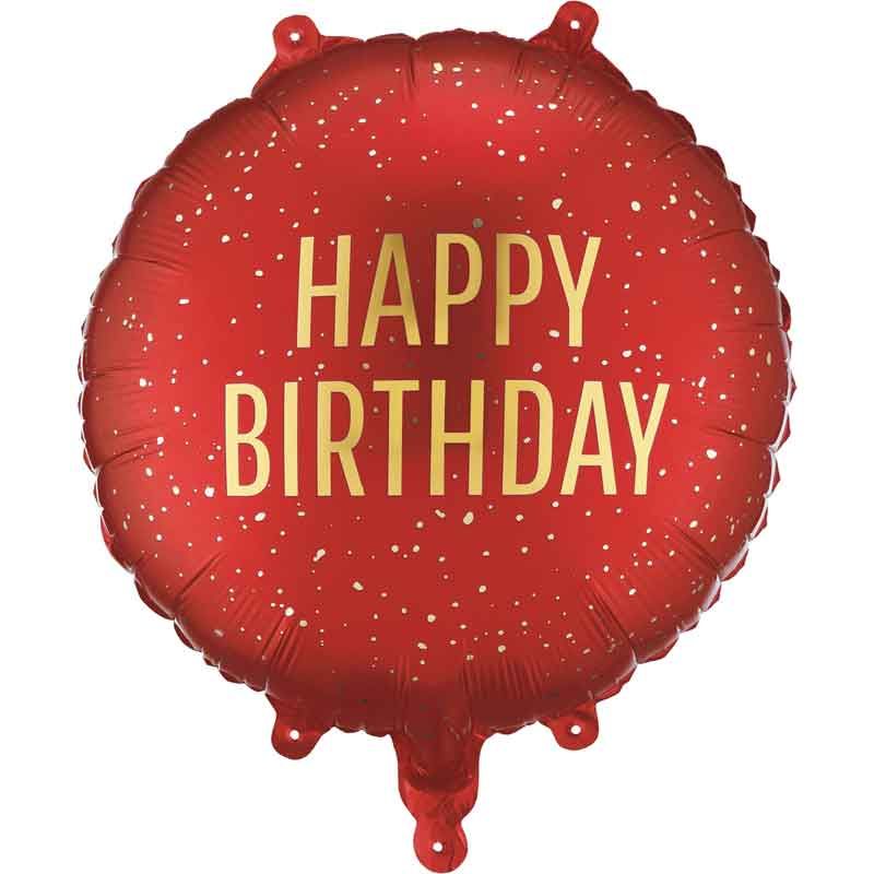 Red And Gold Happy Birthday Foil