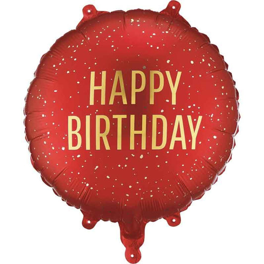 Red And Gold Happy Birthday Foil