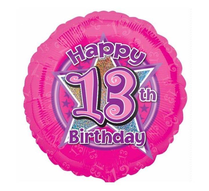 Happy 13th Birthday Pink Star Foil Balloon - Eternity Party Express