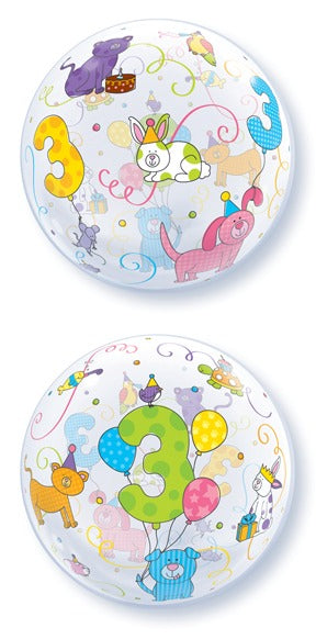 Happy 3rd Birthday Pets Bubble Balloon