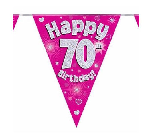 Happy 70th Birthday Pink And Silver Bunting