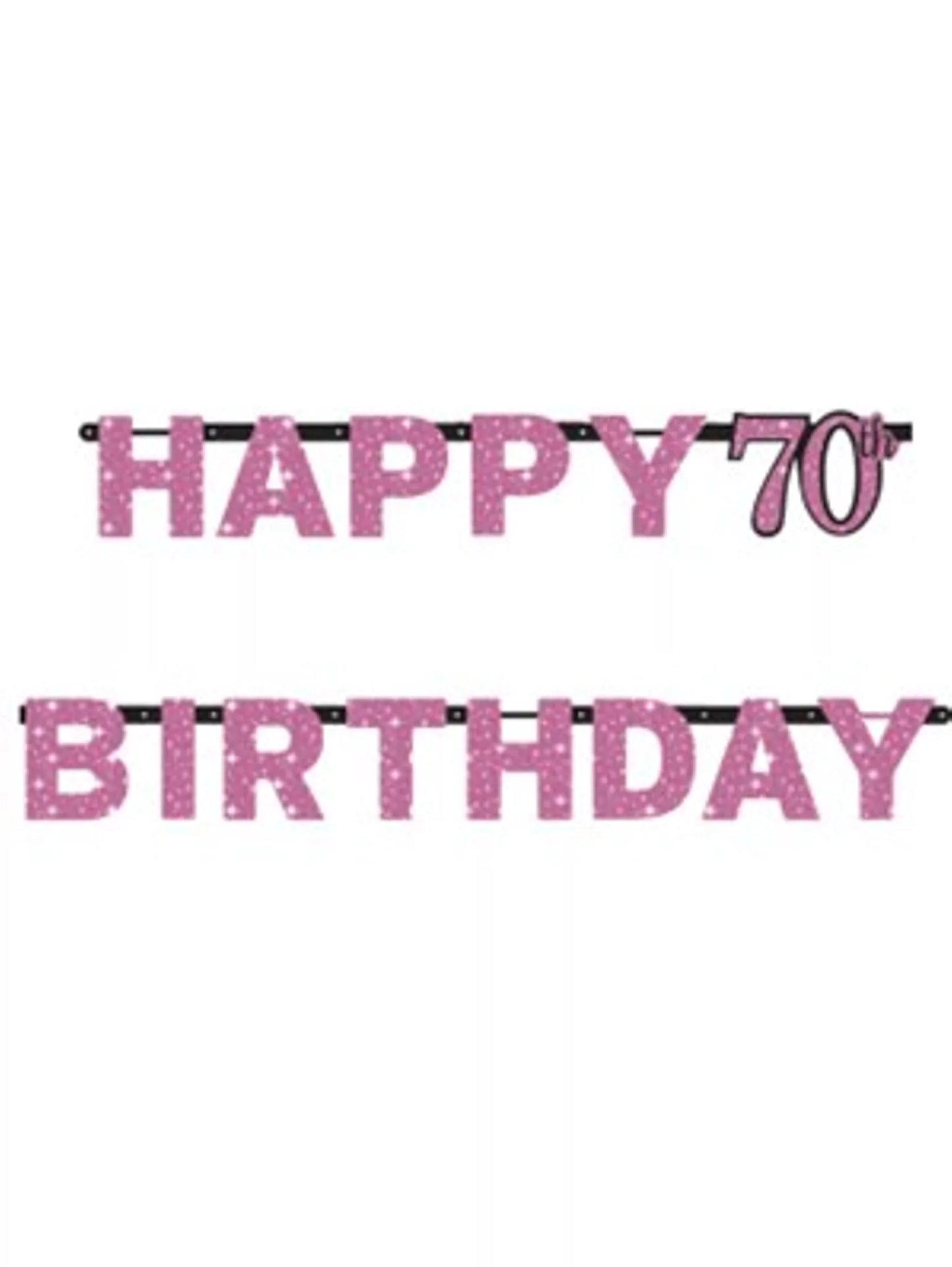 Pink Celebration Happy 70th Birthday Prismatic Letter Banner