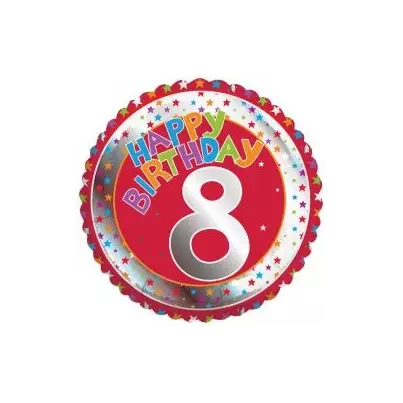 Happy Birthday Age 8 Red Foil Balloon