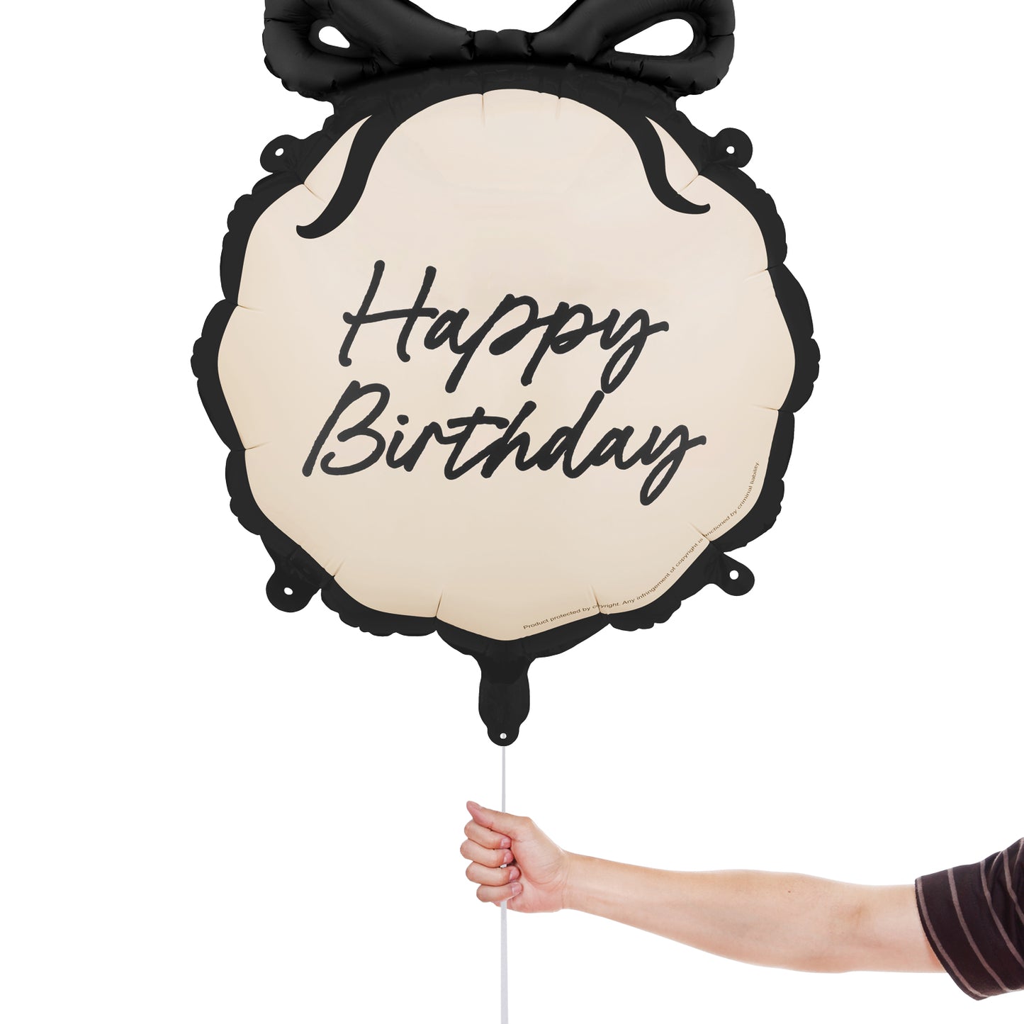 Happy Birthday Black Bow Foil Balloon