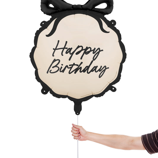 Happy Birthday Black Bow Foil Balloon