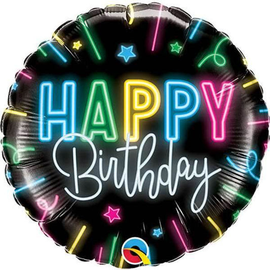 Happy Birthday Neon Glow Foil Balloon - Eternity Party Express