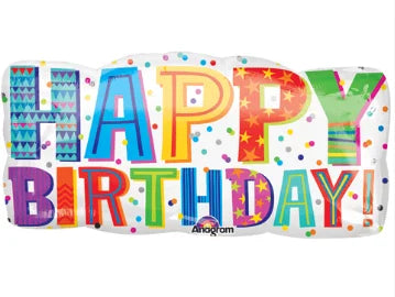 Happy Birthday Patterned Shape Foil Balloon
