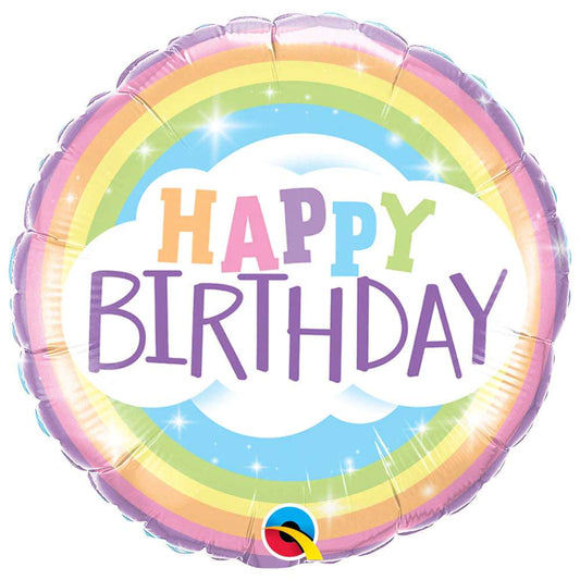 Happy Birthday Rainbow Round Foil Balloon - 18"
