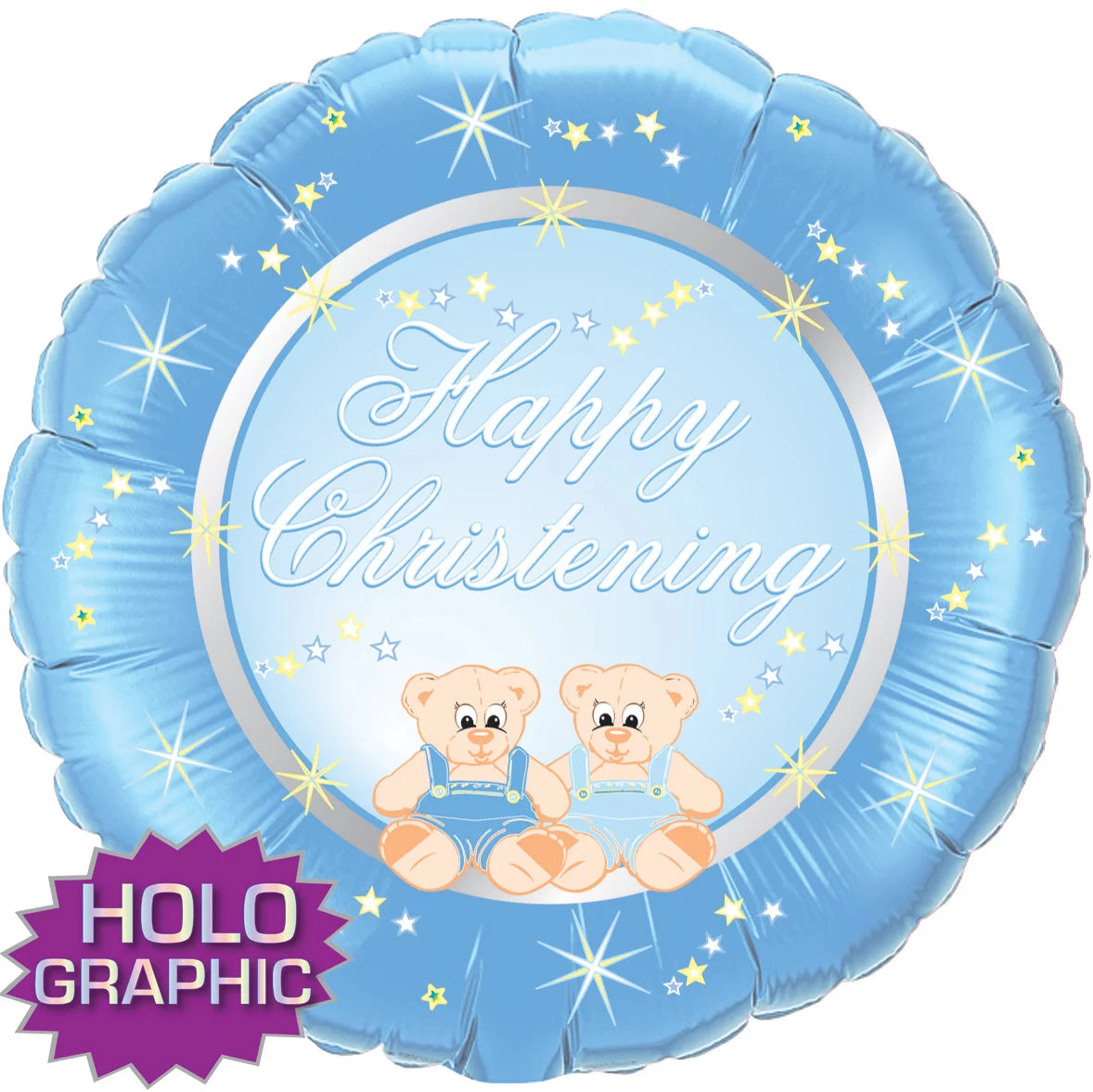 Happy Christening Blue Foil Balloon