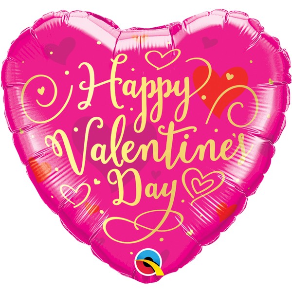 Heart Shaped Valentines Day Gold Script Foil Balloon