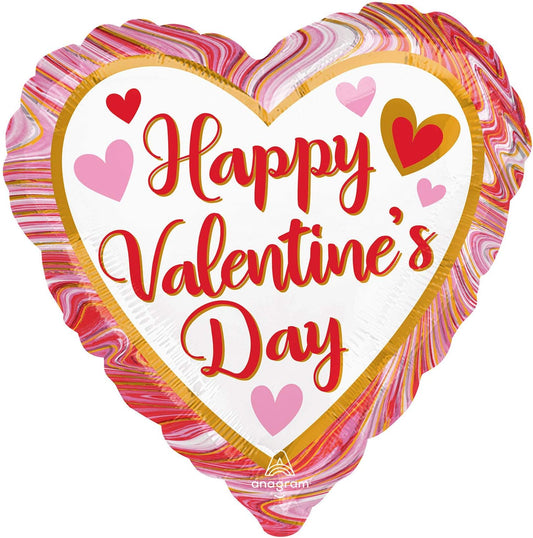 Happy Valentine's Day Marbled Foil Heart Balloon