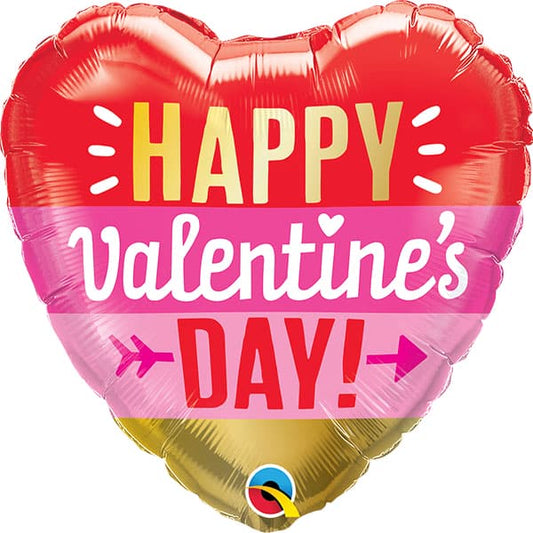 Happy Valentines Day Arrow & Stripes Foil Balloon