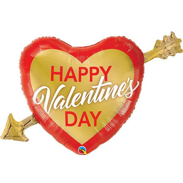 Happy Valentines Day Golden Arrow Shape Foil Balloon - Eternity Party Express
