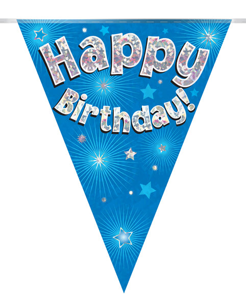 Happy Birthday Blue And Silver Bunting