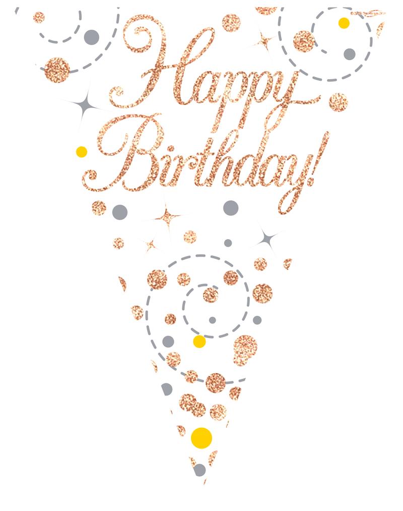 Happy Birthday White And Rose Gold Bunting
