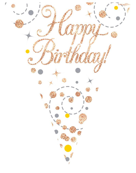 Happy Birthday White And Rose Gold Bunting