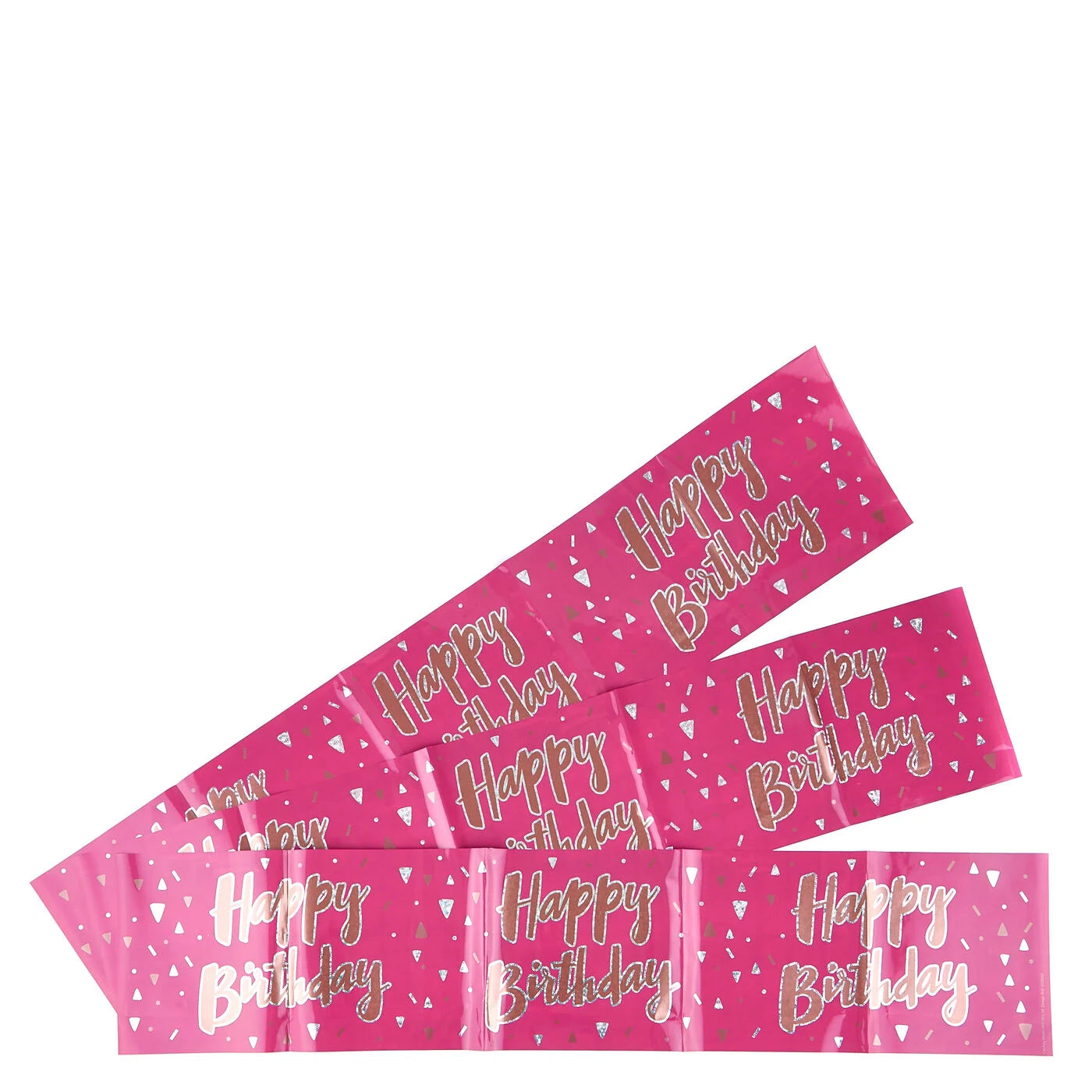 Holographic Pink And Gold Happy Birthday Party Banner