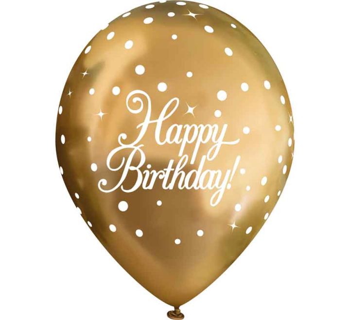 Latex Balloons Dots Metallic Gold Happy Birthday