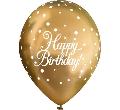 Latex Balloons Dots Metallic Gold Happy Birthday