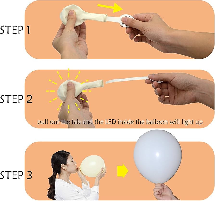 White LED Light Up Latex Balloons