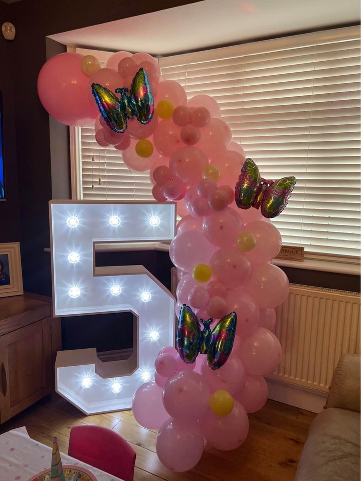 Light up 4 ft wooden numbers to hire - Eternity Party Express