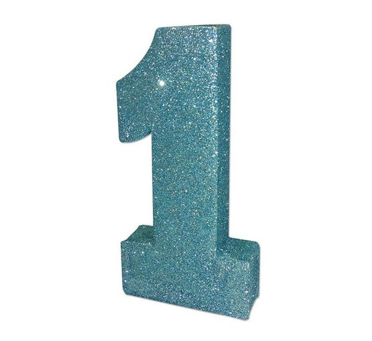 Light Blue Glitter 1st Birthday Table Centrepiece