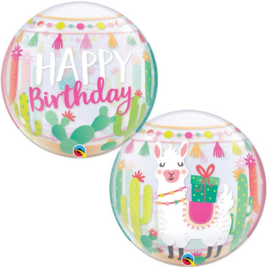 Llama Birthday Party Single Bubble Balloon