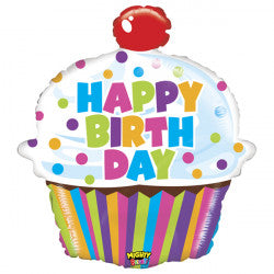 Mighty Birthday Cupcake Shape Foil Balloon