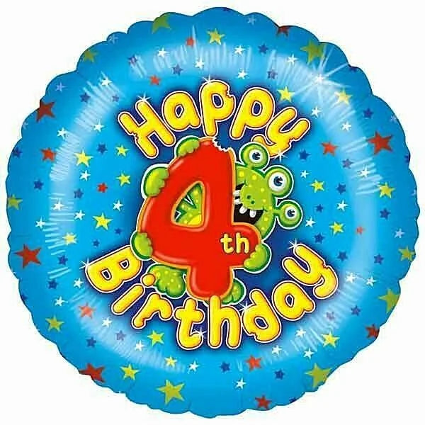 Happy Birthday Monster 4th Birthday Foil Balloon