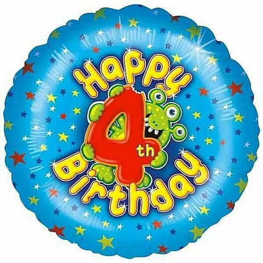 Happy Birthday Monster 4th Birthday Foil Balloon
