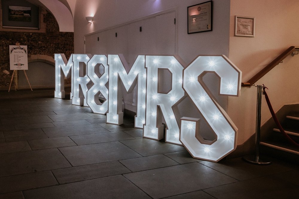 Light up 4 ft wooden letters to hire