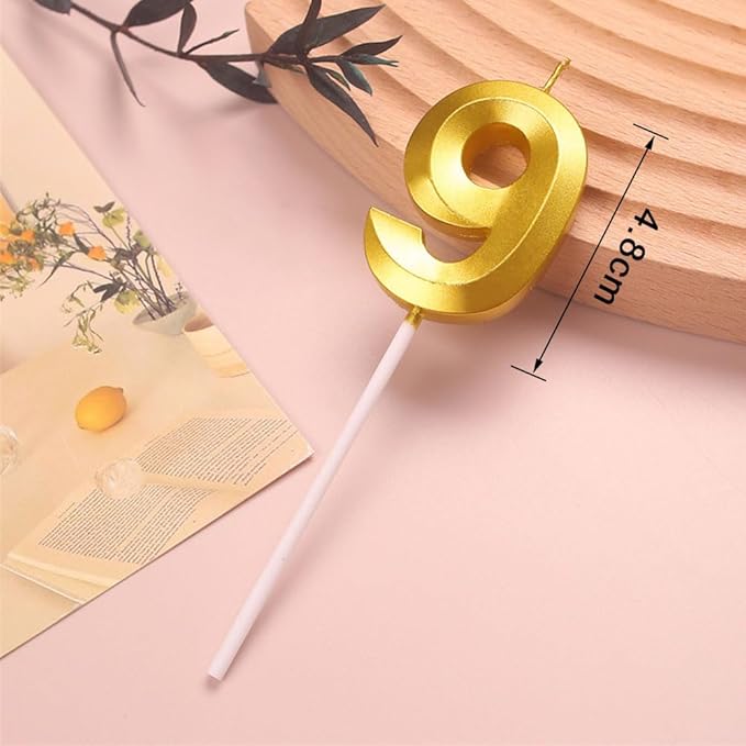 9 Gold Number Candle