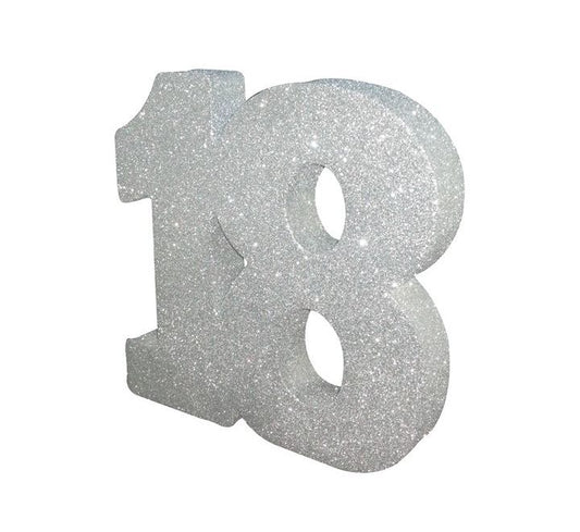 Silver Glitter 18 Birthday Table Centrepiece