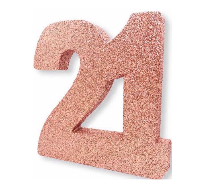 Rose Gold Glitter 21 Birthday Table Centrepiece