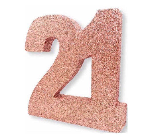 Rose Gold Glitter 21 Birthday Table Centrepiece
