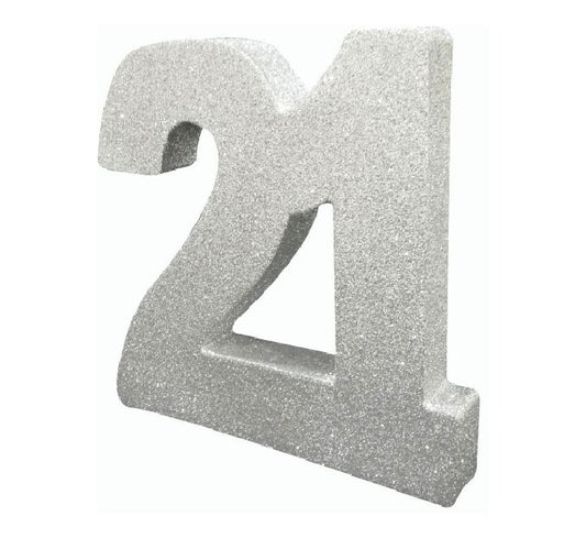Silver Glitter 21 Birthday Table Centrepiece