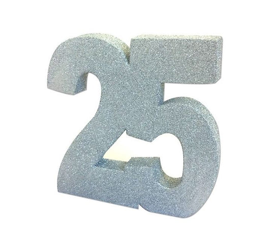 Silver Glitter 25 Birthday Table Centrepiece